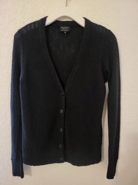 Rag & Bone 100% Cashmere Black V Neck Cardigan Sweater Soft Luxe Size Small